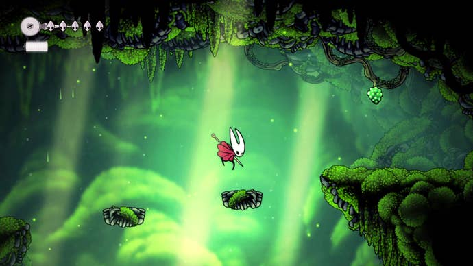 The hidden ledge above the two mossy creatures containing the first Mossberry collectible